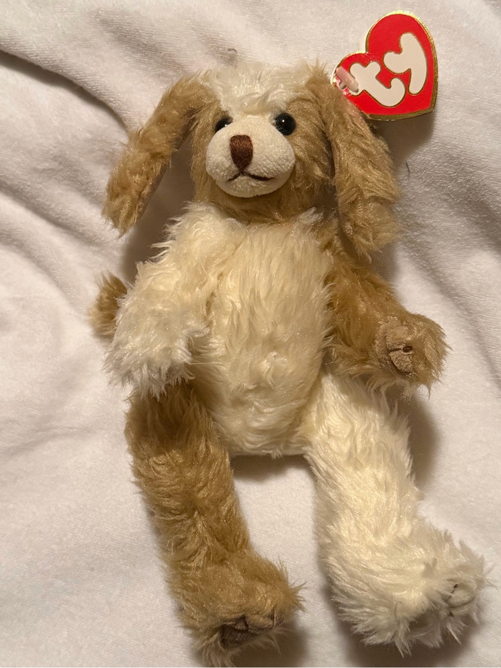 Ty Plush Bunny in Cream and Tan with Heart Tag